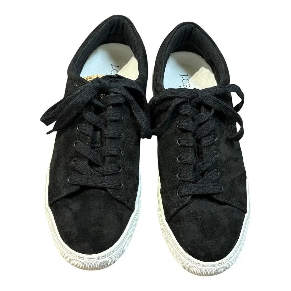 J.Crew Sneakers Women 8.5‎ Black Leopard Calf Hair Low Top Lace Up AS687 FA20